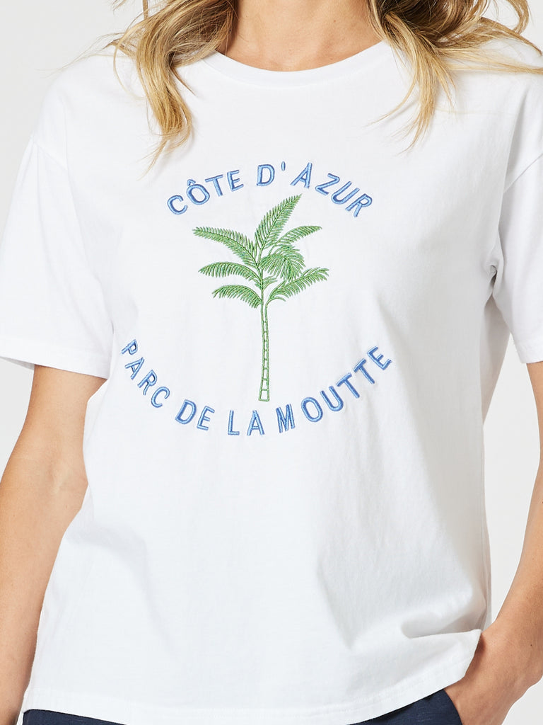 Cote d'Azur Embroidered Tee - White rc&co