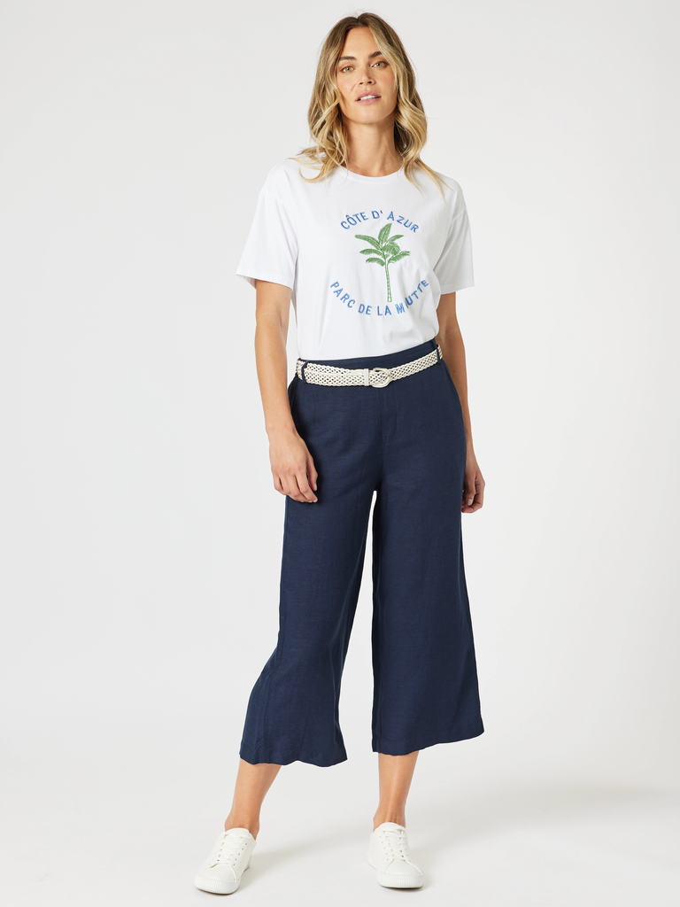 Cote d'Azur Embroidered Tee - White rc&co