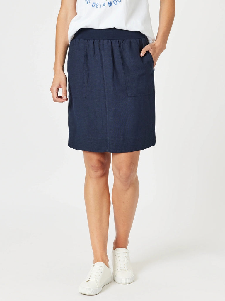 Stitch Hem Detail Skirt - Navy RC&CO