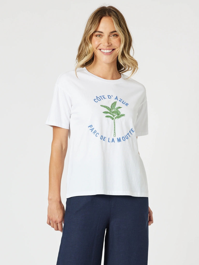 Cote d'Azur Embroidered Tee - White rc&co