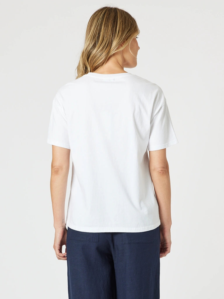 Cote d'Azur Embroidered Tee - White rc&co