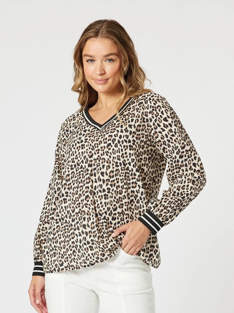 Le Marais V Neck Top - Animal rc&co
