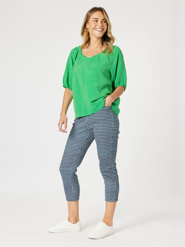 Lino V Neck Top - Elm RC&CO