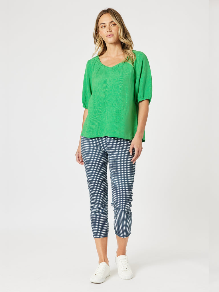 Lino V Neck Top - Elm RC&CO