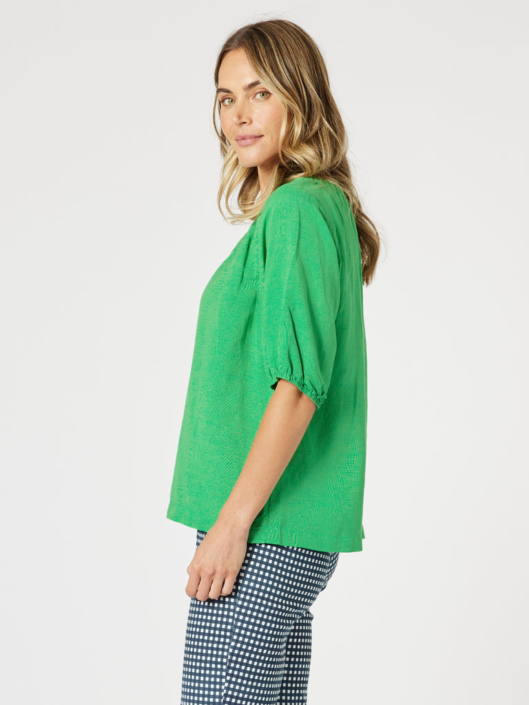 Lino V Neck Top - Elm RC&CO