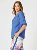 Lino V Neck Top - Sardinia Blue
