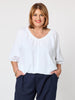 Lino V Neck Top - White