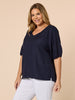 Lino V Neck Top-Navy RC&CO