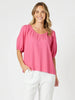 Lino V Neck Top - Peony
