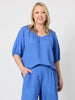Lino V Neck Top - Sardinia Blue