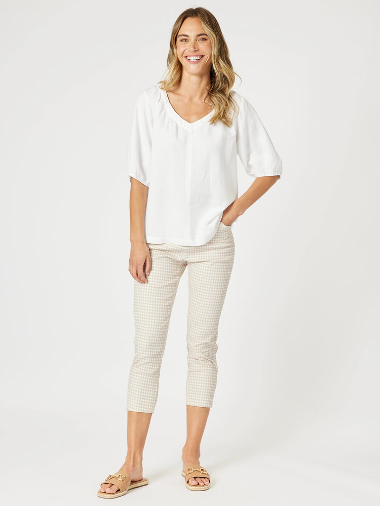 Lino V Neck Top - White RC&CO