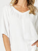 Lino V Neck Top - White