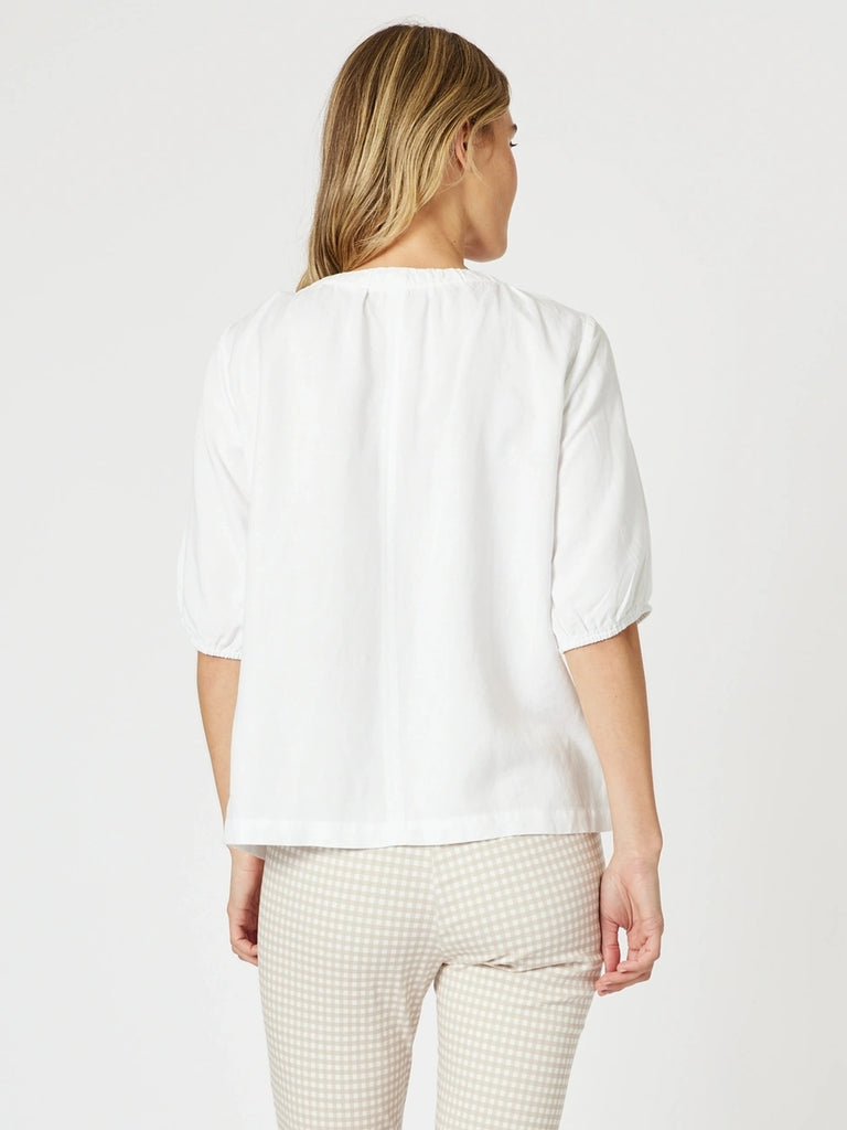 Lino V Neck Top - White RC&CO