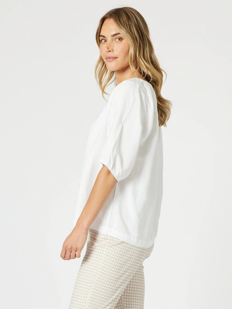 Lino V Neck Top - White RC&CO