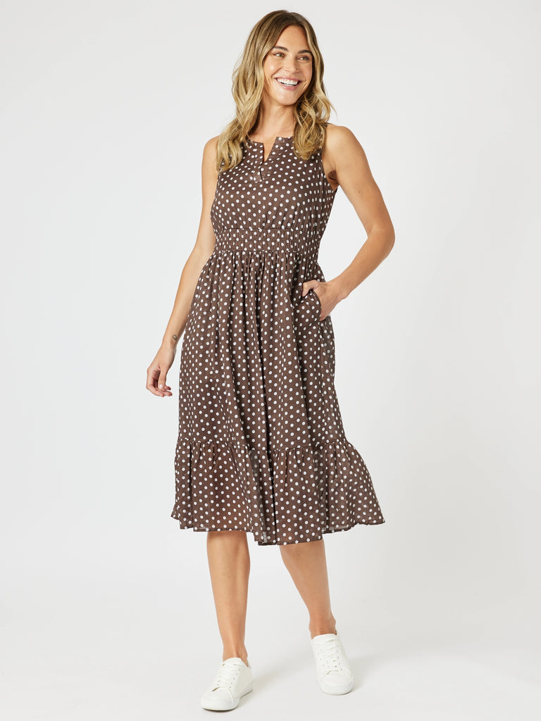 Get Spotty Print Dress - Koko White rc&co