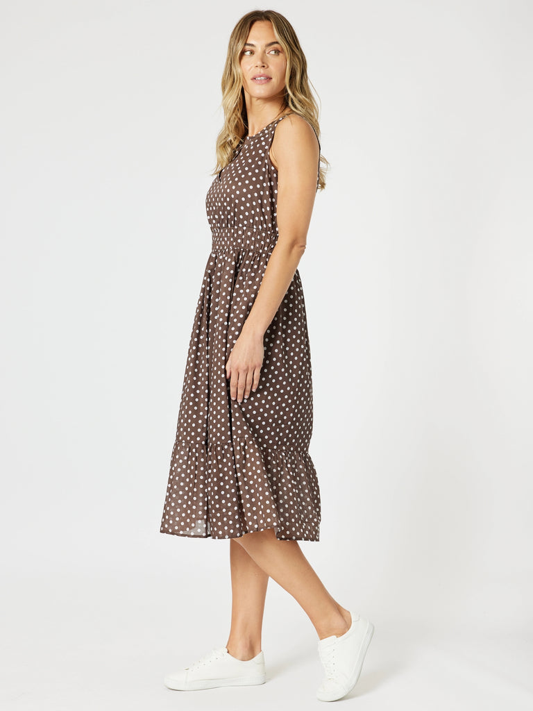 Get Spotty Print Dress - Koko White rc&co