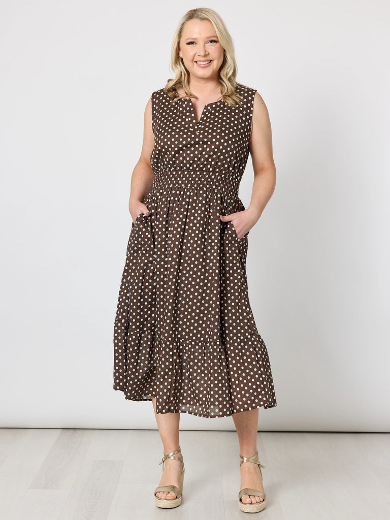 Get Spotty Print Dress - Koko White rc&co
