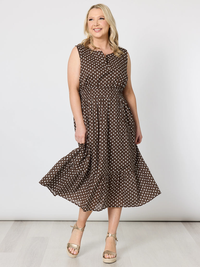 Get Spotty Print Dress - Koko White rc&co