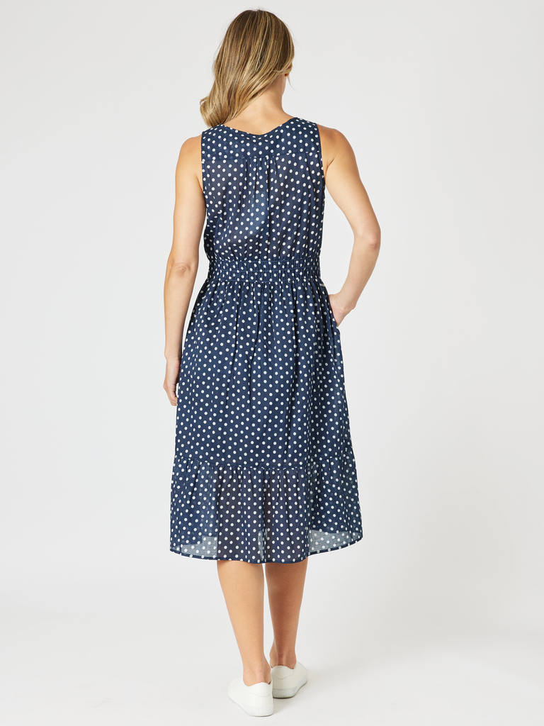 Get Spotty Print Dress - Navy/White rc&co