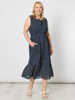 Get Spotty Print Dress - Navy/White
