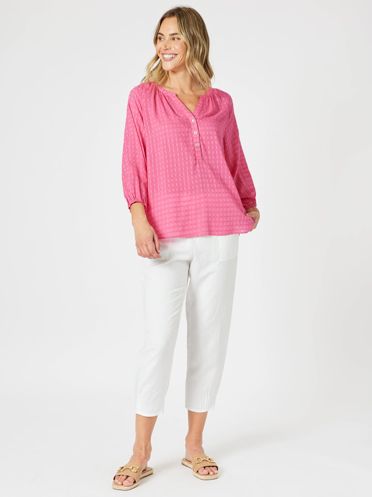 Mykonos Check Shirt - Peony