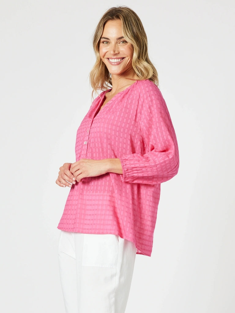 Mykonos Check Shirt - Peony