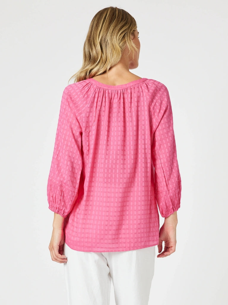 Mykonos Check Shirt - Peony