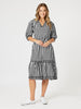 Harlequin Stripe Tier Dress - Black/White