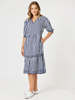 Harlequin Stripe Tier Dress - Navy/White rc&co