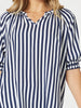 Harlequin Stripe Print Top - Navy/White rc&co