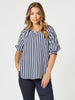 Harlequin Stripe Print Top - Navy/White rc&co
