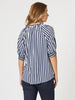 Harlequin Stripe Print Top - Navy/White rc&co