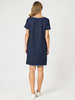 Palm Embroidered Lino Shift Dress - Navy/White rc&co