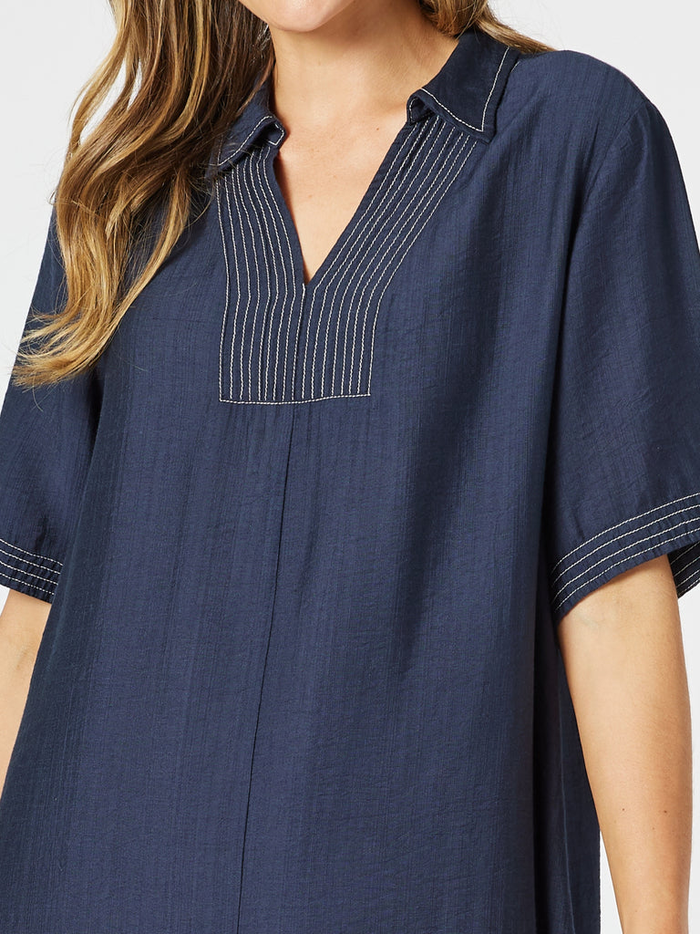Top Stitch Detail Dress - Navy RC&CO
