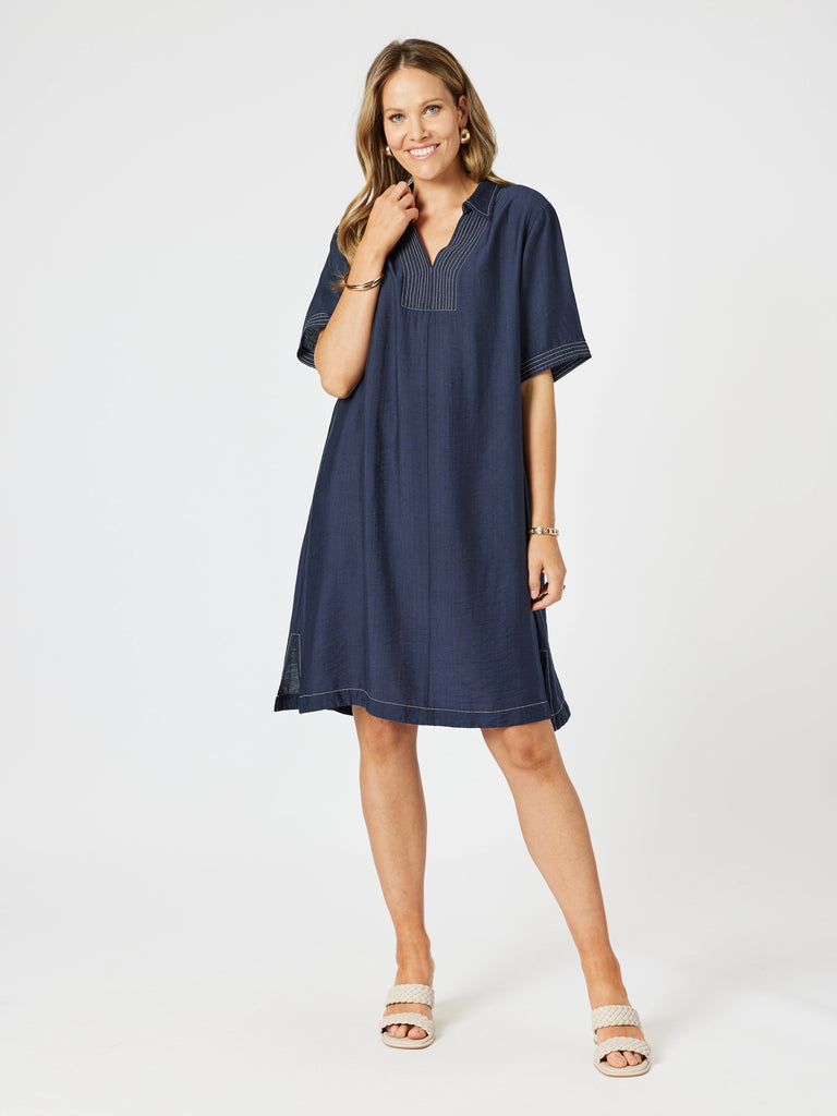 Top Stitch Detail Dress - Navy RC&CO