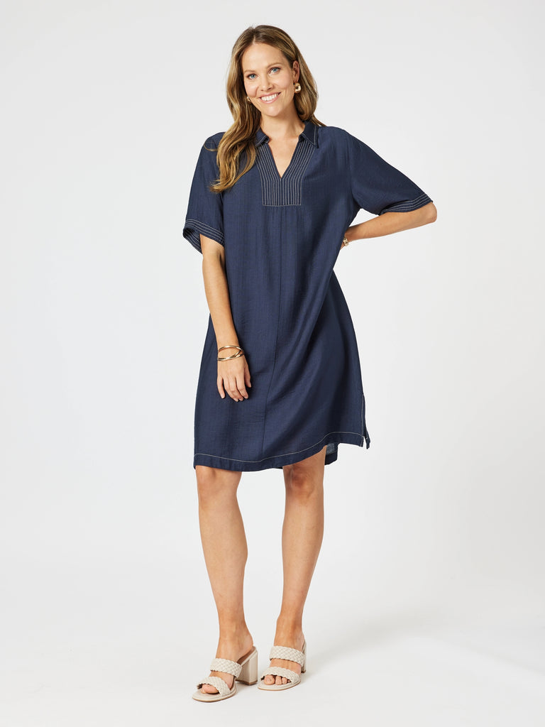 Top Stitch Detail Dress - Navy RC&CO