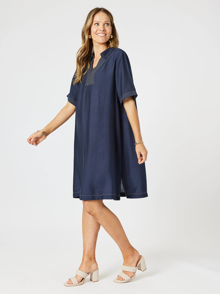 Top Stitch Detail Dress - Navy RC&CO