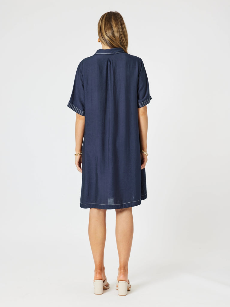 Top Stitch Detail Dress - Navy RC&CO