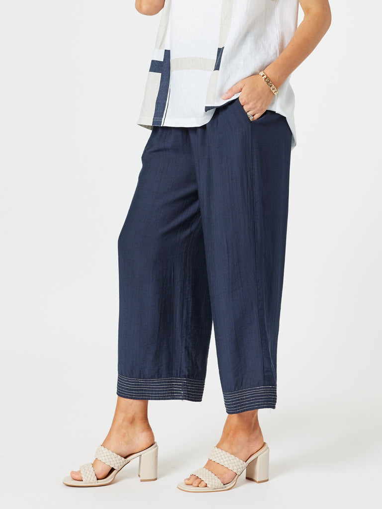 Top Stitch Detail Pant - Navy rc&co