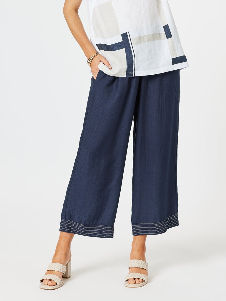 Top Stitch Detail Pant - Navy rc&co