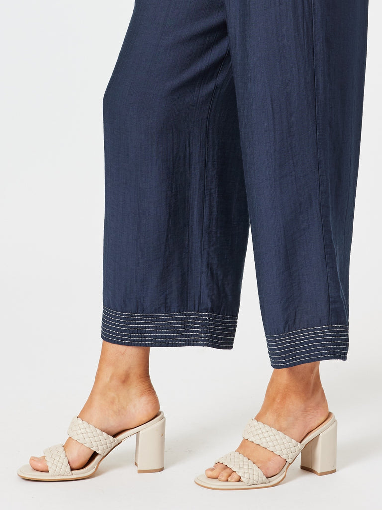 Top Stitch Detail Pant - Navy rc&co