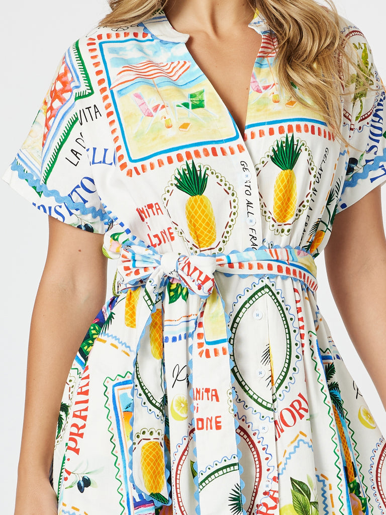 Amalfi Print Dress - Blue/Multi rc&co