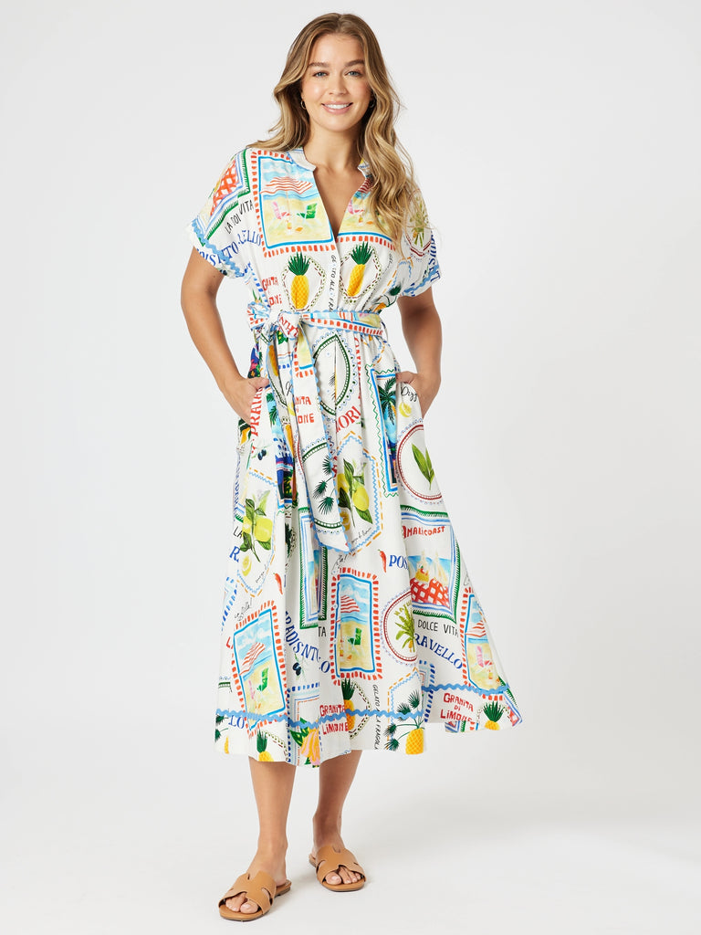 Amalfi Print Dress - Blue/Multi rc&co