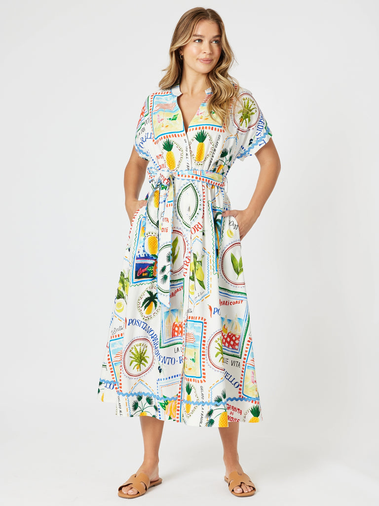 Amalfi Print Dress - Blue/Multi rc&co