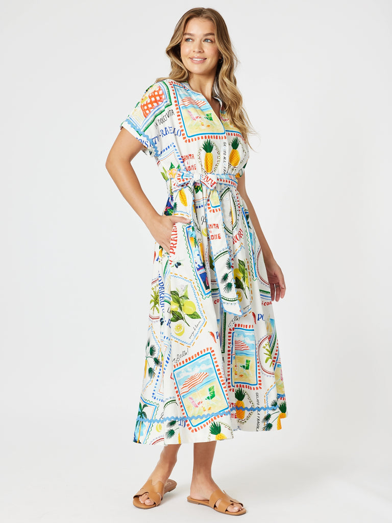 Amalfi Print Dress - Blue/Multi rc&co