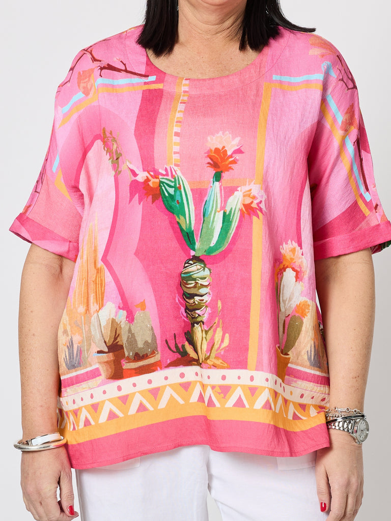 The Tulum Print Shell Top - Pink/Multi rc&co