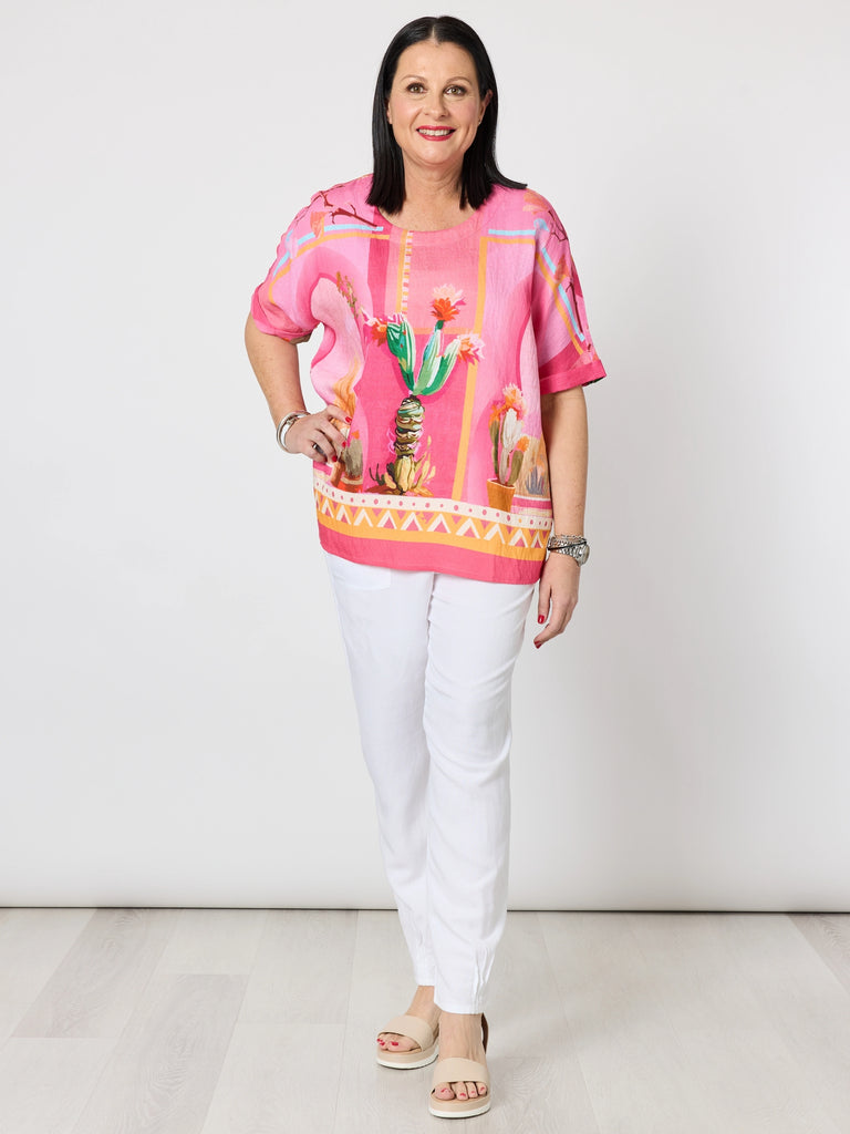 The Tulum Print Shell Top - Pink/Multi rc&co