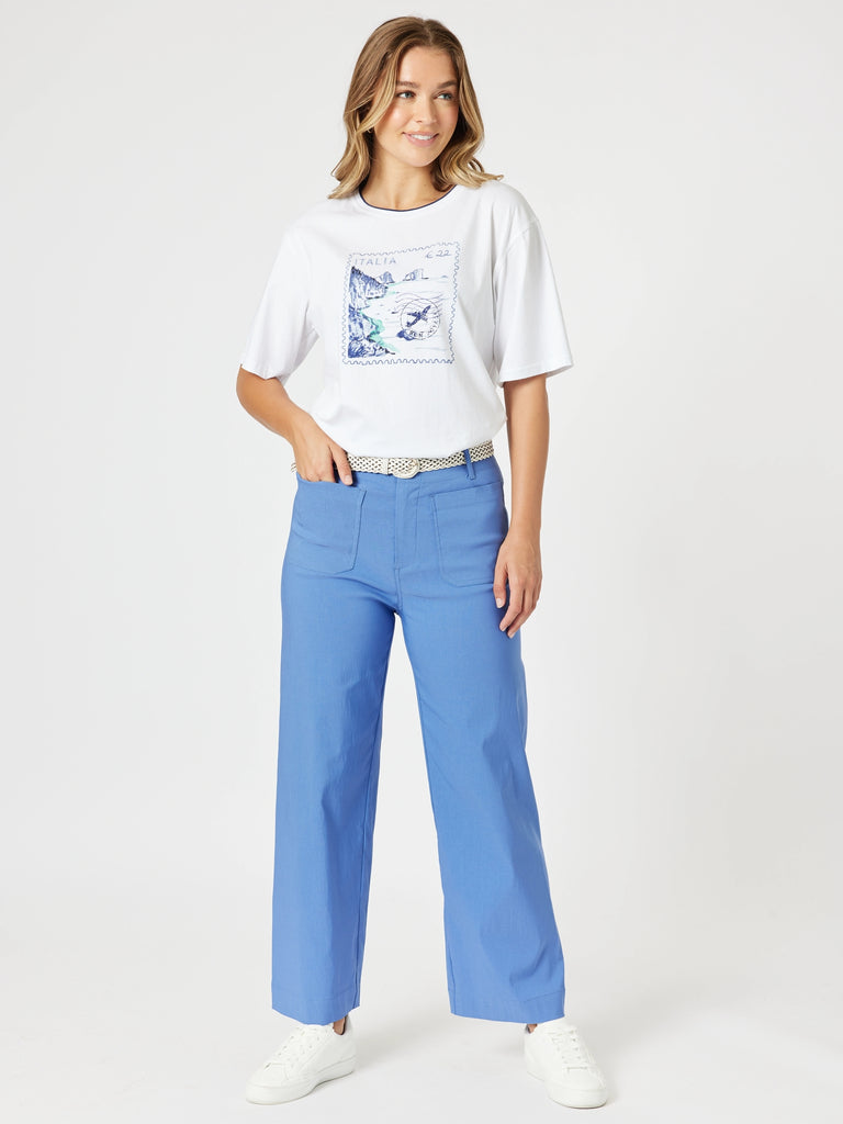 Italia Print Tee - White/Blue rc&co