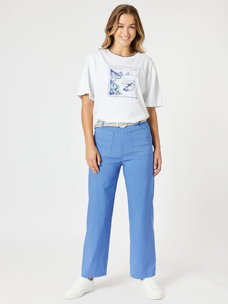 Italia Print Tee - White/Blue rc&co