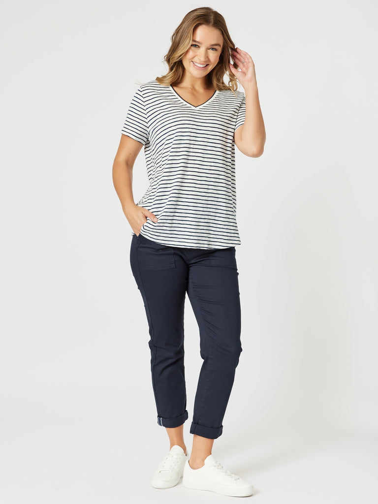 Tonic Stripe Print Tee - Navy/White rc&co